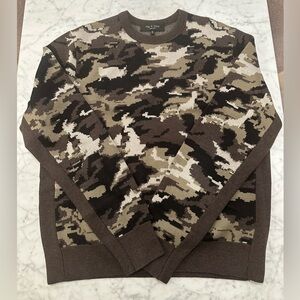 Rag & Bone Men's Brown Camouflage Crewneck Sweater